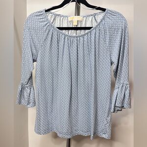 Michael Kors Floral Print Blouse, Blue, Size Small